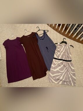 Multiples Dresses Bundle - Purple, Brown, Blue Stripe, Cream Zebra
